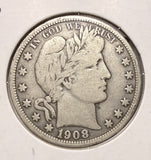 1908-D Barber Half Dollar, Nicely Circulated. (17542)