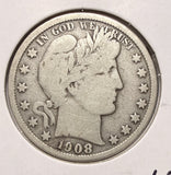 1908-S Barber Half Dollar, Nicely Circulated. (17546)