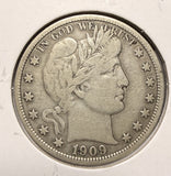 1909 Barber Half Dollar, Nicely Circulated VF. (17548)