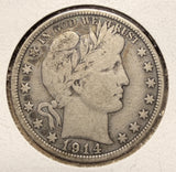 1914 Barber Half Dollar, Nicely Circulated Fine. (17562)