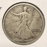 1917-D OBV Walking Liberty Half Dollar, Nicely Circulated (17572)