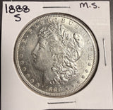 1888-S Morgan Silver Dollar, Uncirculated Details. (17718) Key Date