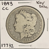 1893-CC Morgan Silver Dollar, Nicely Circulated, (17732)