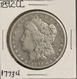 1892-CC Morgan Silver Dollar, Circulated, Ltly Cleaned. (17734)