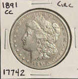 1891-CC Morgan Silver Dollar, Nicely Circulated, (17742)