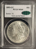 1893-CC Morgan Silver Dollar, MS64 PCGS+CAC (17963)