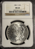 1881-S Morgan Silver Dollar, MS64 NGC, (18009)