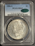 1886-S Morgan Silver Dollar, MS63 PCGS+CAC, (18017)