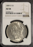 1889-O Morgan Silver Dollar, AU58 NGC, (18030)