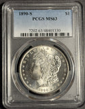1890-S Morgan Silver Dollar,MS63 PCGS, (18034)