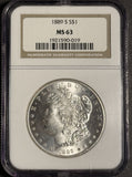 1889-S Morgan Silver Dollar,MS63 NGC, (18040)