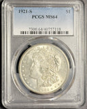 1921-S Morgan Silver Dollar, MS64 PCGS, (18096)