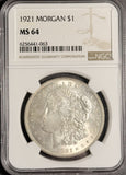 1921 Morgan Silver Dollar, MS64 NGC, (18100)