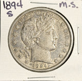1894-S Barber Half Dollar, MS60+  (18189)