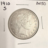 1910-S Barber Half Dollar, AU Details. (18222)