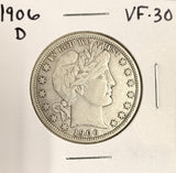 1906-D Barber Half Dollar, VF+. (18228)