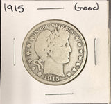 1915 Barber Half Dollar, Circulated. (18240)