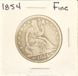 1854 Seated Liberty Half Dollar, Fine. (18270)