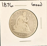 1876 Seated Liberty Half Dollar, Good. (18274)