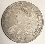 1824 Capped Bust Half Dollar, F/VF, O-107  R.2. (18281)