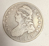 1814 Capped Bust Half Dollar, Fine+ O-105a  R.4 Single Leaf. (18287)