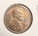 1931-S Lincoln Wheat Cent, MS+ Brown (18494) Crazy Color!
