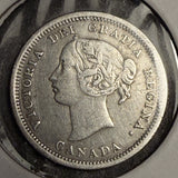 1858 Canadian 5ct Silver, SD, VF+ (18558)