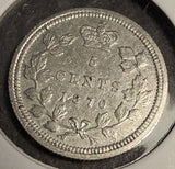 1870 Canadian 5ct Silver, Flat Edge, XF. (18560)