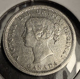 1870 Canadian 5ct Silver, Flat Edge, XF. (18560)