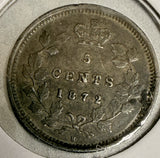 1872-H Canadian 5ct Silver, XF/AU. (18564)
