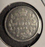 1874-H Canadian 5ct Silver, Fine. (18566)