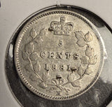 1881-H  Canadian 5ct Silver, VF. (18572)