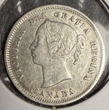 1883-H  Canadian 5ct Silver, XF. (18576)