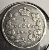 1884 Far 4,  Canadian 5ct Silver, VF. (18578)