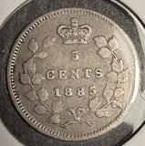 1885 Canadian 5ct Silver, VF. (18580)