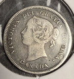 1886 Canadian 5ct Silver, VF. (18582)