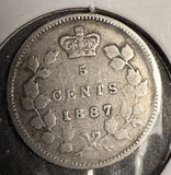 1887 Canadian 5ct Silver, Fine. (18584)