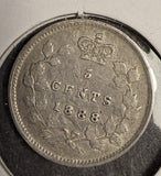 1888 Canadian 5ct Silver, VF. (18586)