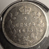 1890-H Canadian 5ct Silver, VF. (18590)