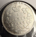 1896 Canadian 5ct Silver, VF+. (18600)