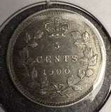 1900 Round 0's Canadian 5ct Silver, XF. (18608)