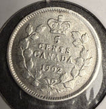 1902-H, Small H Canadian 5ct Silver, VF.  (18614)