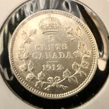 1912 Canadian 5ct Silver, AU+. (18640)