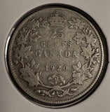 1920 Canadian Quarter, Circulated, (18668)
