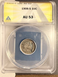 1906-S Barber Dime, AU53 ANACS (18750)