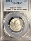 1951-S Washington Quarter, MS67 PCGS. (18774)
