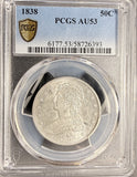 1838 Capped Bust Half Dollar, AU53 PCGS GS (18778)