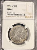 1892-O Barber Half Dollar, MS61 NGC. (18780)