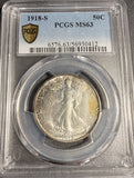1918-S Walking Liberty Half Dollar, MS63 PCGS GS. (18792)