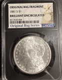 1881-S Morgan Silver Dollar, NGC, Brilliant Unc. Original Bag Frag, (18808)